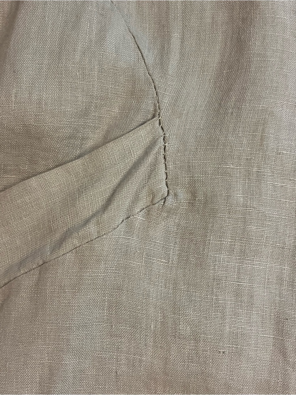 Zen Italian beige linen button up/back, regal collar/cowl dress w/pockets-NWT - Picture 14 of 16